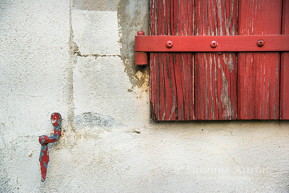 Hasparren; Closed Red Shutter