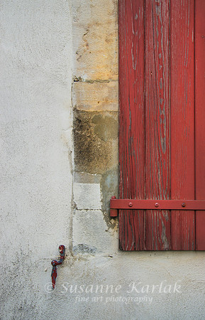 Hasparren; Closed Red Shutter