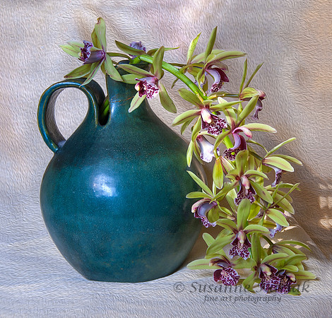 Green Pot and Orchids #019